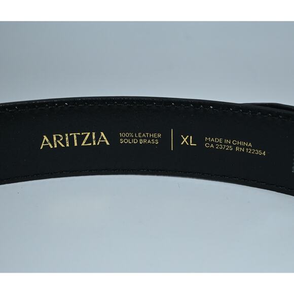 NWOT: Aritzia Essentials Solid Brass Leather Belt Size XL main image 6